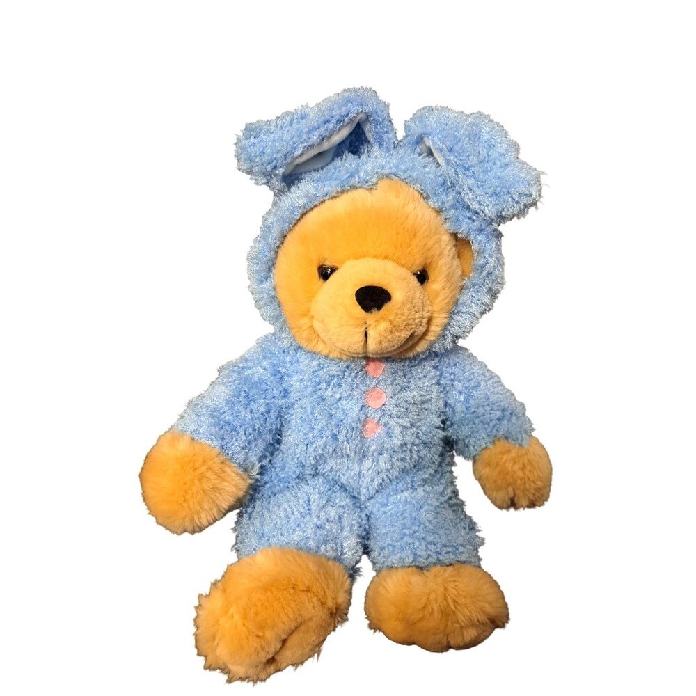 Dan Dee Collector’s Choice Blue Fuzzy Pajama Teddy Bear 14” Hooded Onesie NWT
